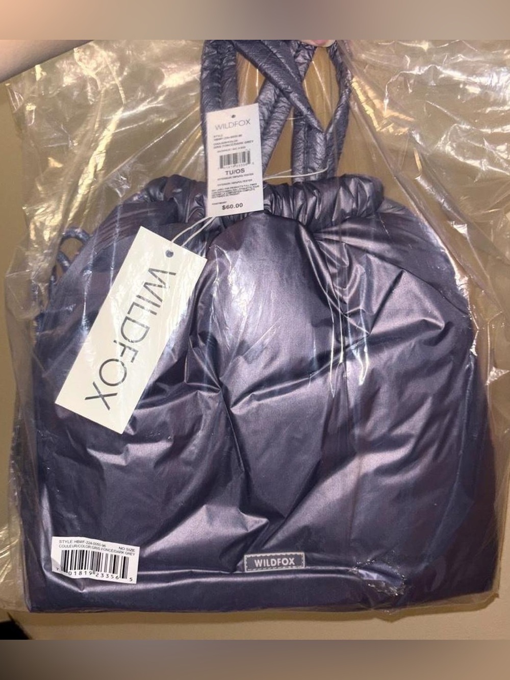 NWT Wildfox Adjustable Drawstring Backpack/Purse - Picture 6 of 8